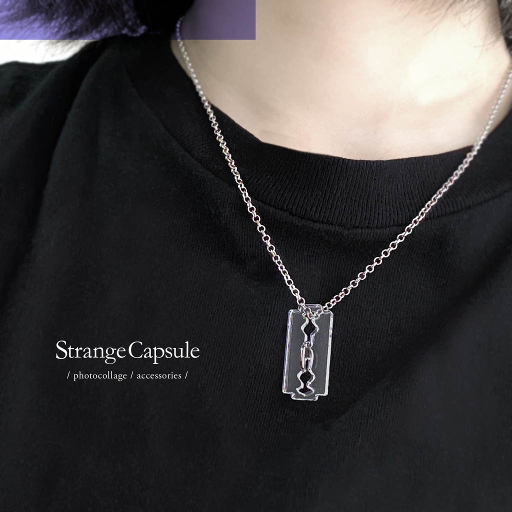 【カミヒトエ】ネックレス│アクリルアクセサリー│ユニーク│ストリート系|モード系|ロック│個性的│かっこいい│クリア│メンズ