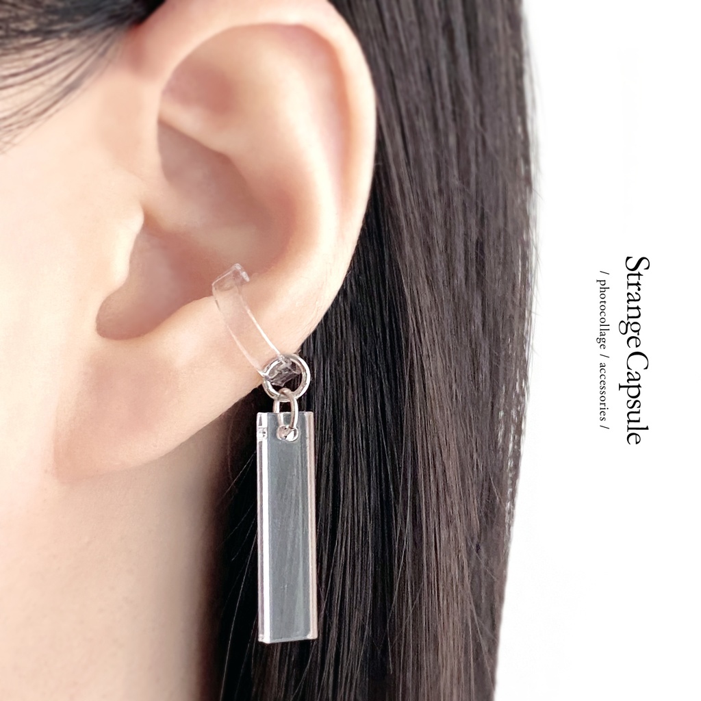 【balance/clear×black】イヤーカフ│アクリルアクセサリー││ユニーク│個性的│メンズ│イヤーカフ│クリア│丸│ストリート系