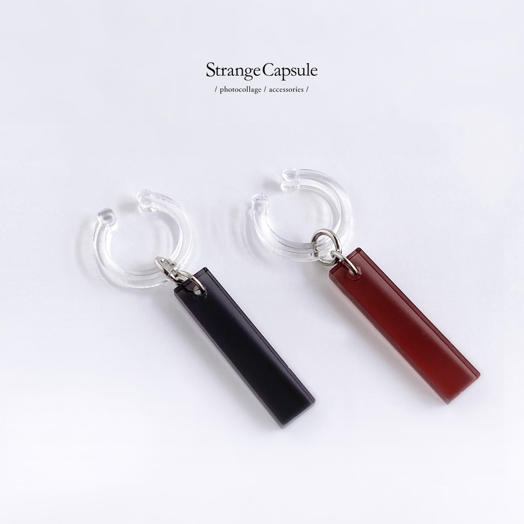 【balance/clear×black】イヤーカフ│アクリルアクセサリー││ユニーク│個性的│メンズ│イヤーカフ│クリア│丸│ストリート系