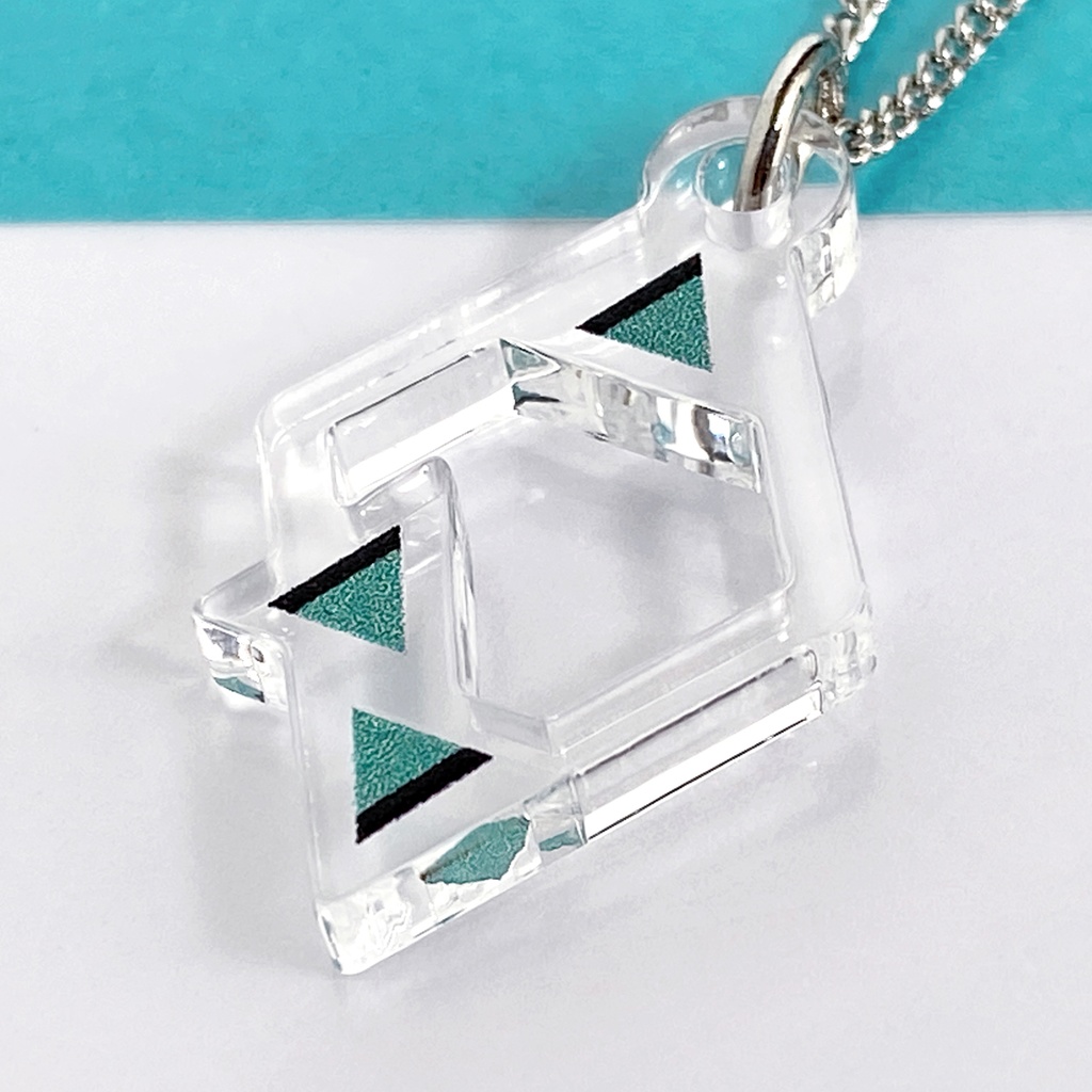【rhombus/green】ネックレス│アクリルアクセサリー│││ユニーク│三角│個性的│かっこいい│ひし形|緑|きれい|メンズ