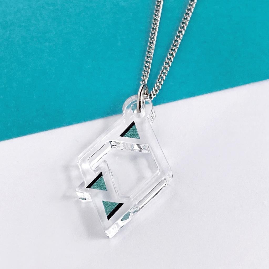 【rhombus/green】ネックレス│アクリルアクセサリー│││ユニーク│三角│個性的│かっこいい│ひし形|緑|きれい|メンズ