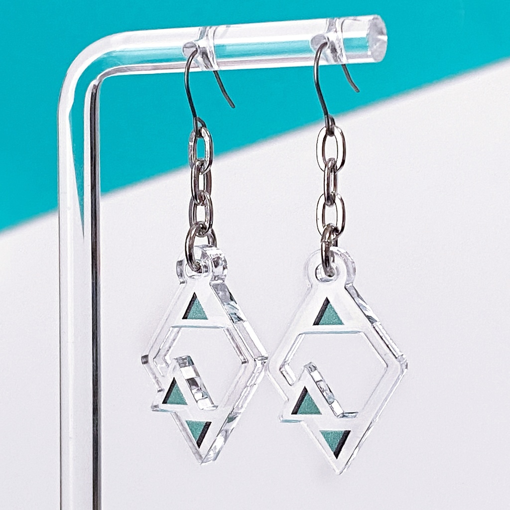 【rhombus/green】ピアス・イヤリング│アクリルアクセサリー│││モード系│ユニーク│個性的│ストリート系|ひし形|メンズ