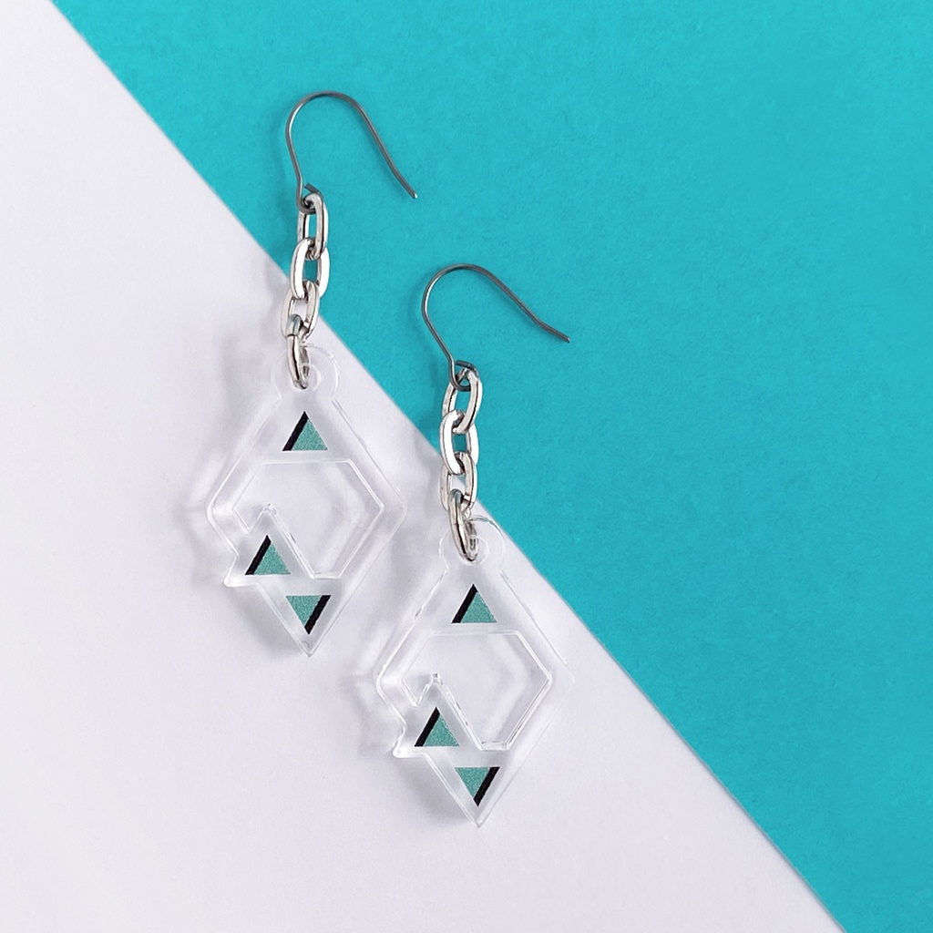 【rhombus/green】ピアス・イヤリング│アクリルアクセサリー│││モード系│ユニーク│個性的│ストリート系|ひし形|メンズ