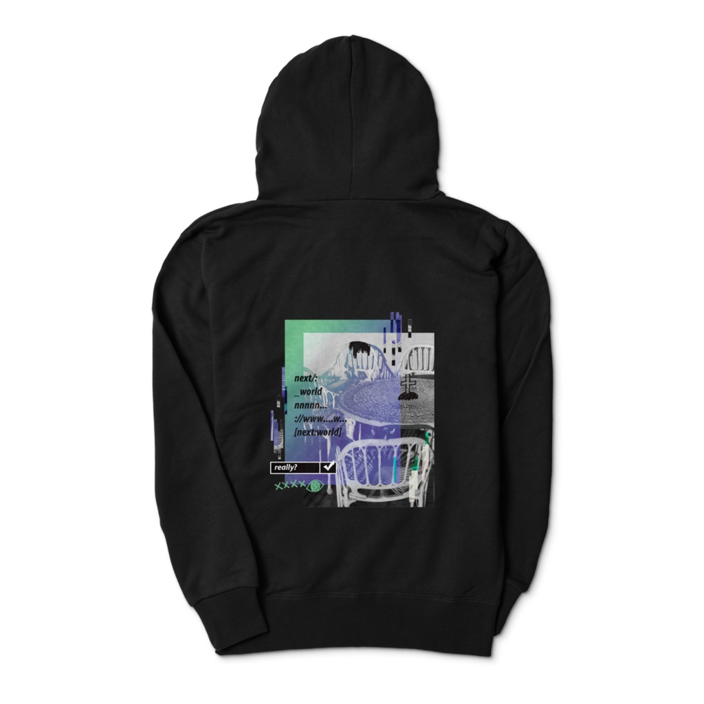 next world (両面) パーカー黒 │写真│ストリート系│メンズ│秋冬│モード系