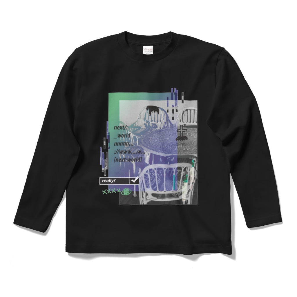 next world (両面)ロングスリーブTシャツ パープル・ブラック │写真│ストリート系│メンズ│秋冬│モード系