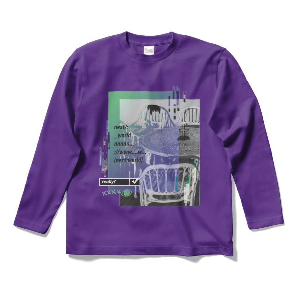 next world (両面)ロングスリーブTシャツ パープル・ブラック │写真│ストリート系│メンズ│秋冬│モード系