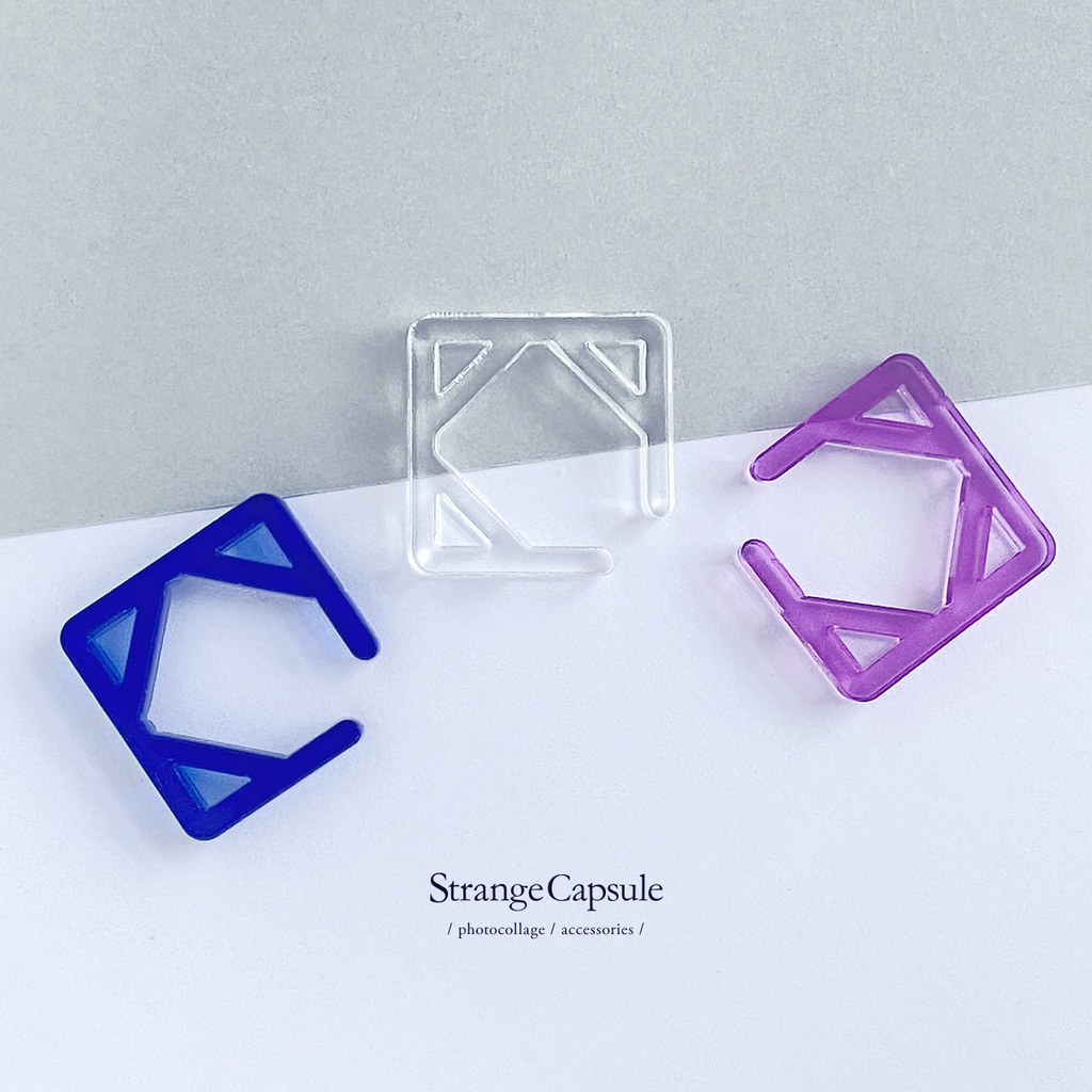 【square/blue】イヤーカフ│アクリルアクセサリー││ユニーク│個性的│メンズ│イヤカフ│青│四角│ストリート系│モード系