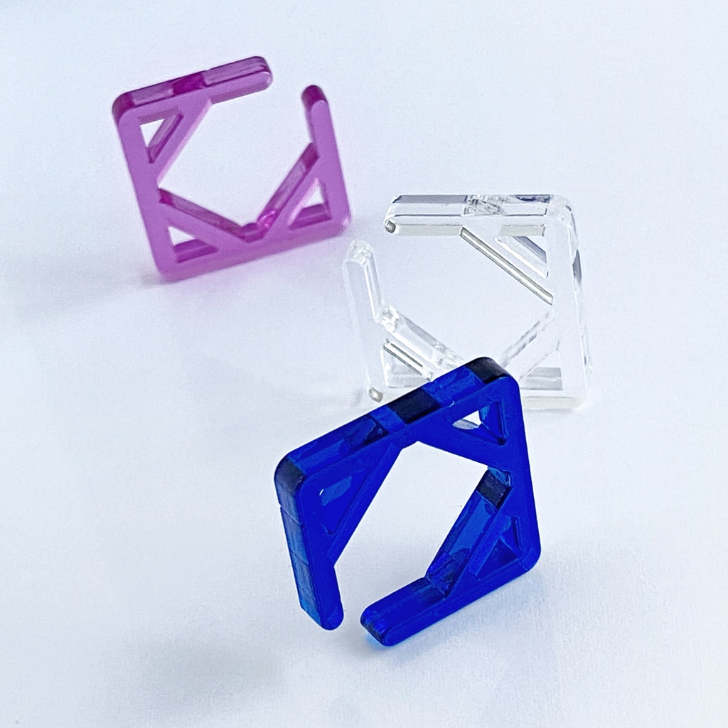 【square/blue】イヤーカフ│アクリルアクセサリー││ユニーク│個性的│メンズ│イヤカフ│青│四角│ストリート系│モード系
