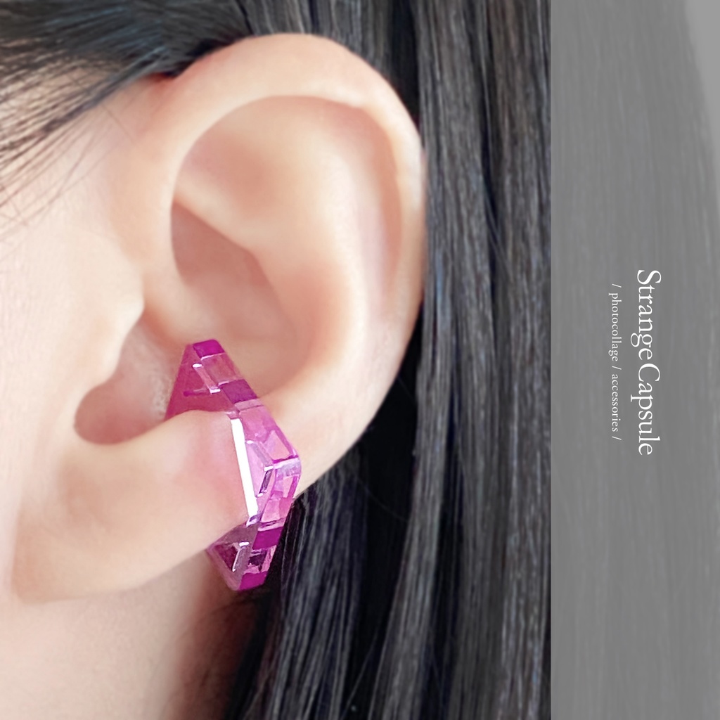 【square/blue】イヤーカフ│アクリルアクセサリー││ユニーク│個性的│メンズ│イヤカフ│青│四角│ストリート系│モード系