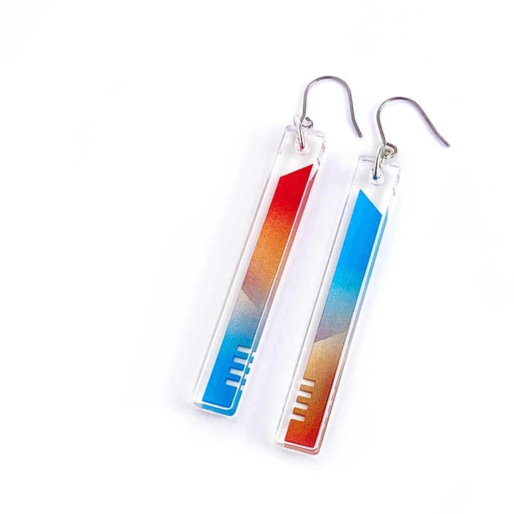 【hourglass/orange】ピアス・イヤリング│アクリルアクセサリー│││モード系│ユニーク│個性的│ストリート系|メンズ|スティック|揺れる|オレンジ|スタイリッシュ|