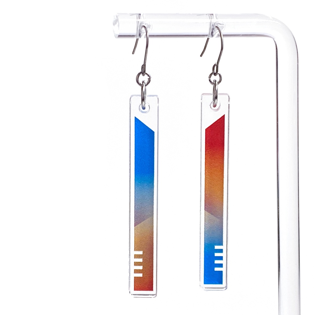 【hourglass/orange】ピアス・イヤリング│アクリルアクセサリー│││モード系│ユニーク│個性的│ストリート系|メンズ|スティック|揺れる|オレンジ|スタイリッシュ|