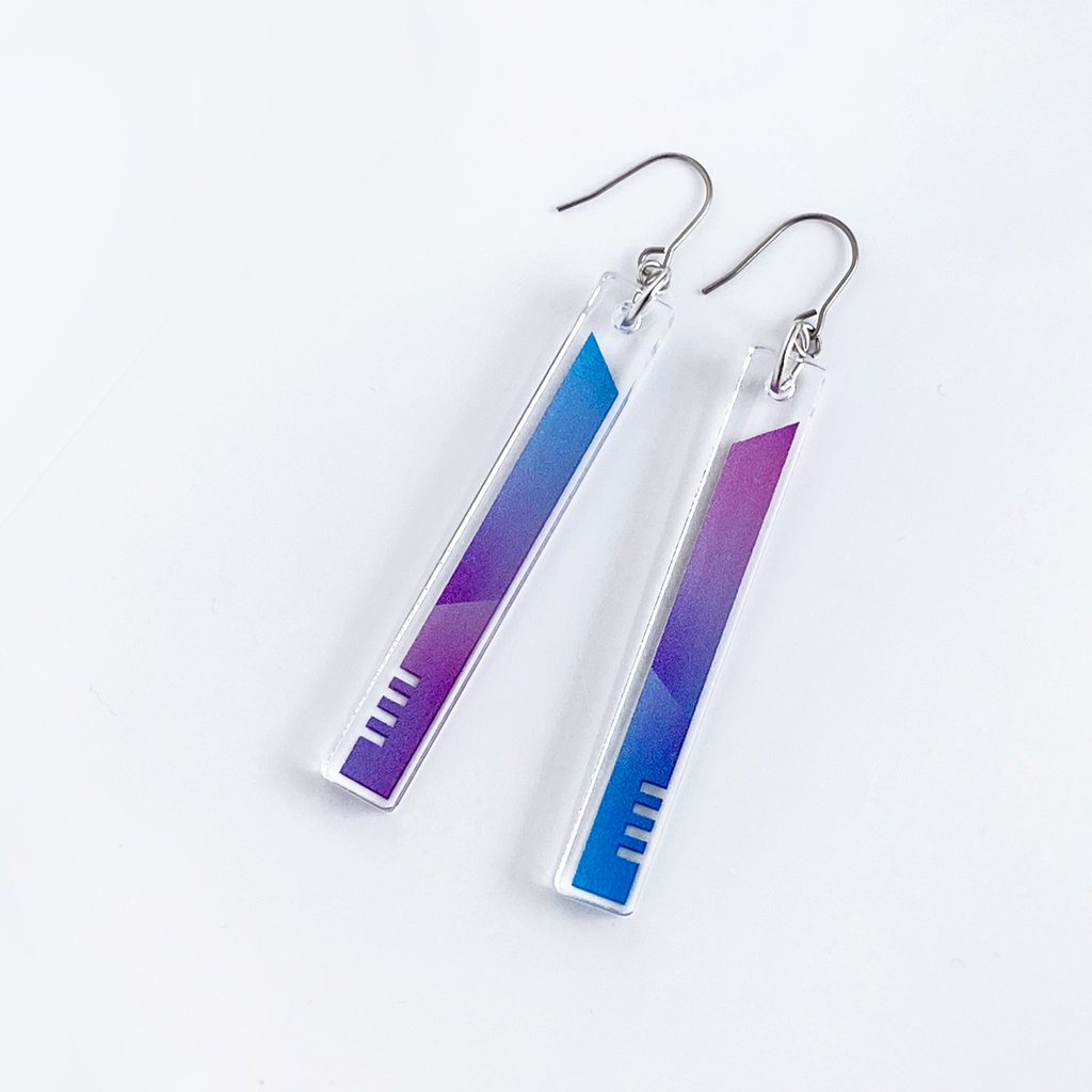 【hourglass/purple】ピアス・イヤリング|アクリルアクセサリー|||モード系|ユニーク|個性的|ストリート系|メンズ|スティック|揺れる|紫|スタイリッシュ