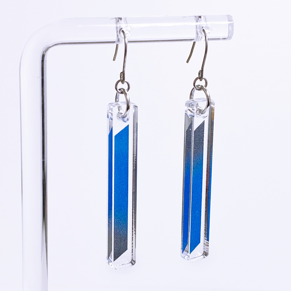 【clean/瑠璃】ピアス・イヤリング|アクリルアクセサリー|||モード系|ユニーク|個性的|ストリート系|メンズ|スティック|揺れる|青|和装|浴衣|着物