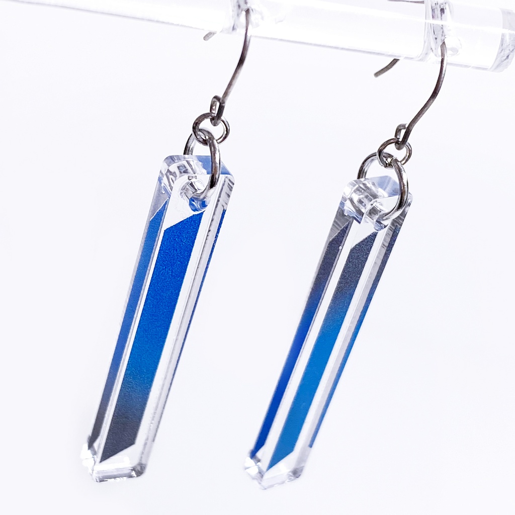 【clean/瑠璃】ピアス・イヤリング|アクリルアクセサリー|||モード系|ユニーク|個性的|ストリート系|メンズ|スティック|揺れる|青|和装|浴衣|着物