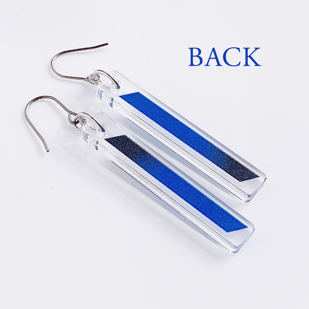 【clean/瑠璃】ピアス・イヤリング|アクリルアクセサリー|||モード系|ユニーク|個性的|ストリート系|メンズ|スティック|揺れる|青|和装|浴衣|着物