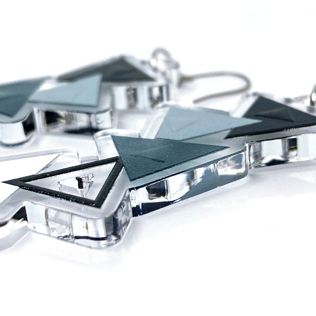 【ランダムトライアングル/mono】ピアス・イヤリング|アクリルアクセサリー|||ユニーク|個性的|カッコイイ|メンズ|三角|黒
