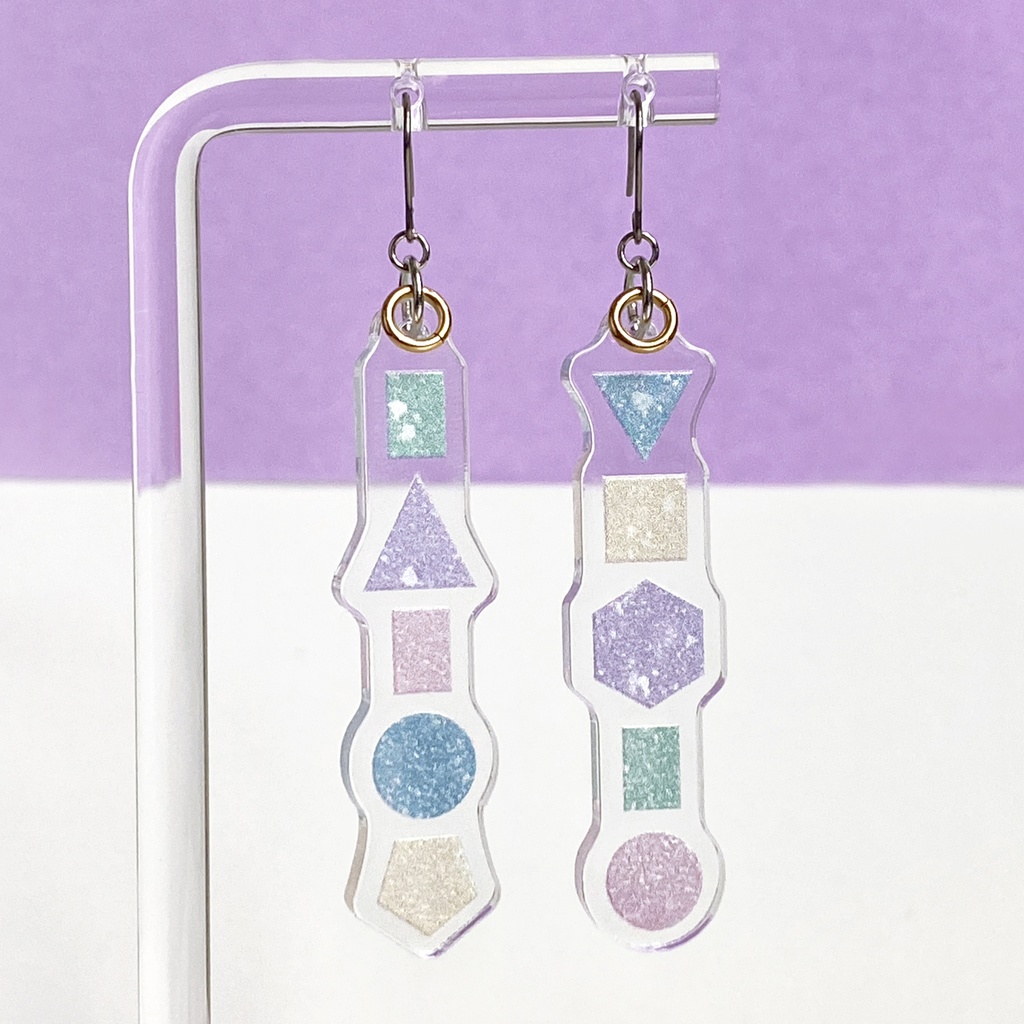 【アソブカタチ/mix】ピアス・イヤリング│アクリルアクセサリー│││モード系│ユニーク│個性的│ストリート系|揺れる|幾何学|パステル|韓国|カラフル|春夏