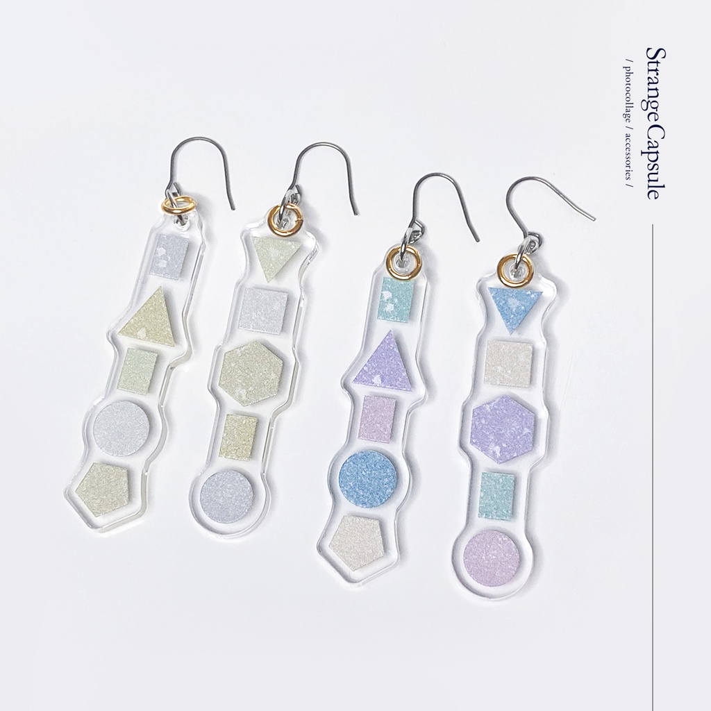 【アソブカタチ/mix】ピアス・イヤリング│アクリルアクセサリー│││モード系│ユニーク│個性的│ストリート系|揺れる|幾何学|パステル|韓国|カラフル|春夏