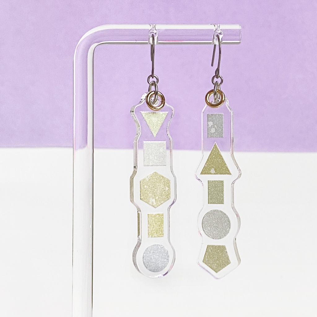 【アソブカタチ/Yellow】ピアス・イヤリング│アクリルアクセサリー│││モード系│ユニーク│個性的│ストリート系|揺れる|幾何学|パステル|韓国|カラフル|春夏