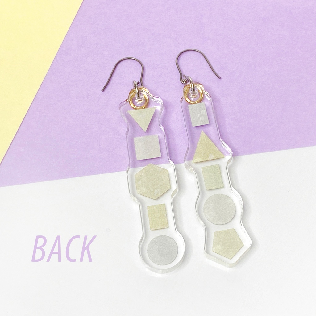 【アソブカタチ/Yellow】ピアス・イヤリング│アクリルアクセサリー│││モード系│ユニーク│個性的│ストリート系|揺れる|幾何学|パステル|韓国|カラフル|春夏