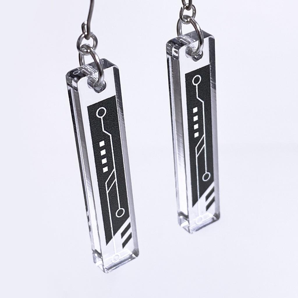 【input:monotone】ピアス・イヤリング│アクリルアクセサリー│││モード系│ユニーク│個性的│ストリート系|メンズ|基板|基盤|デジタル|SF