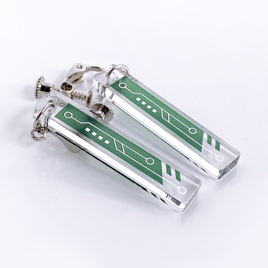 【input】ピアス・イヤリング│アクリルアクセサリー│││モード系│ユニーク│個性的│ストリート系|メンズ|基板|基盤|デジタル|SF