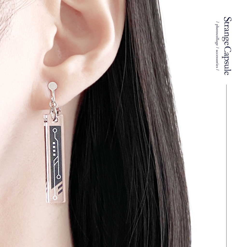 【input】ピアス・イヤリング│アクリルアクセサリー│││モード系│ユニーク│個性的│ストリート系|メンズ|基板|基盤|デジタル|SF