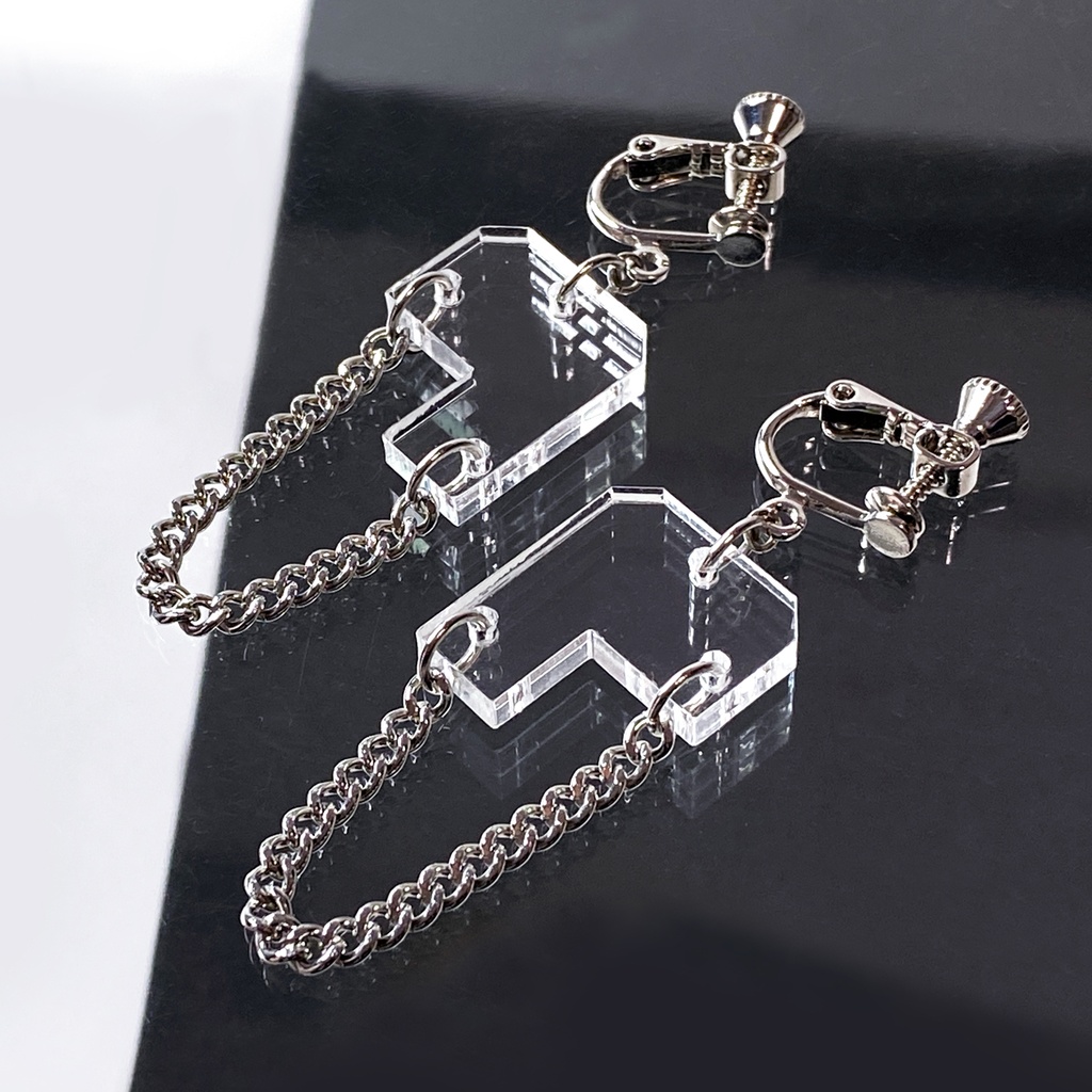 【510】ピアス・イヤリング|アクリルアクセサリー|||ユニーク|ストリート系|揺れる|シンプル|メンズ|モード系|クリア|フェイクピアス|チェーン