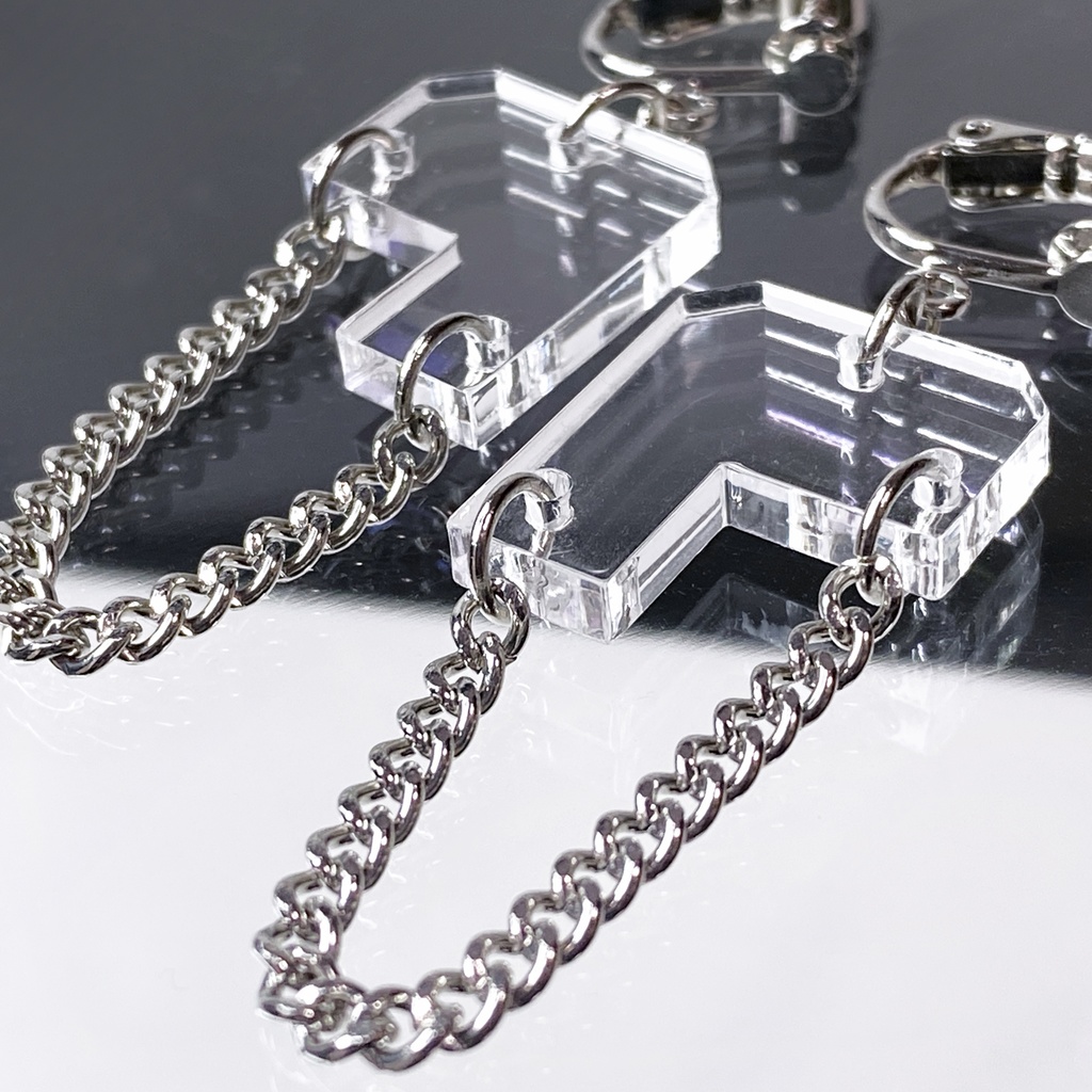 【510】ピアス・イヤリング|アクリルアクセサリー|||ユニーク|ストリート系|揺れる|シンプル|メンズ|モード系|クリア|フェイクピアス|チェーン