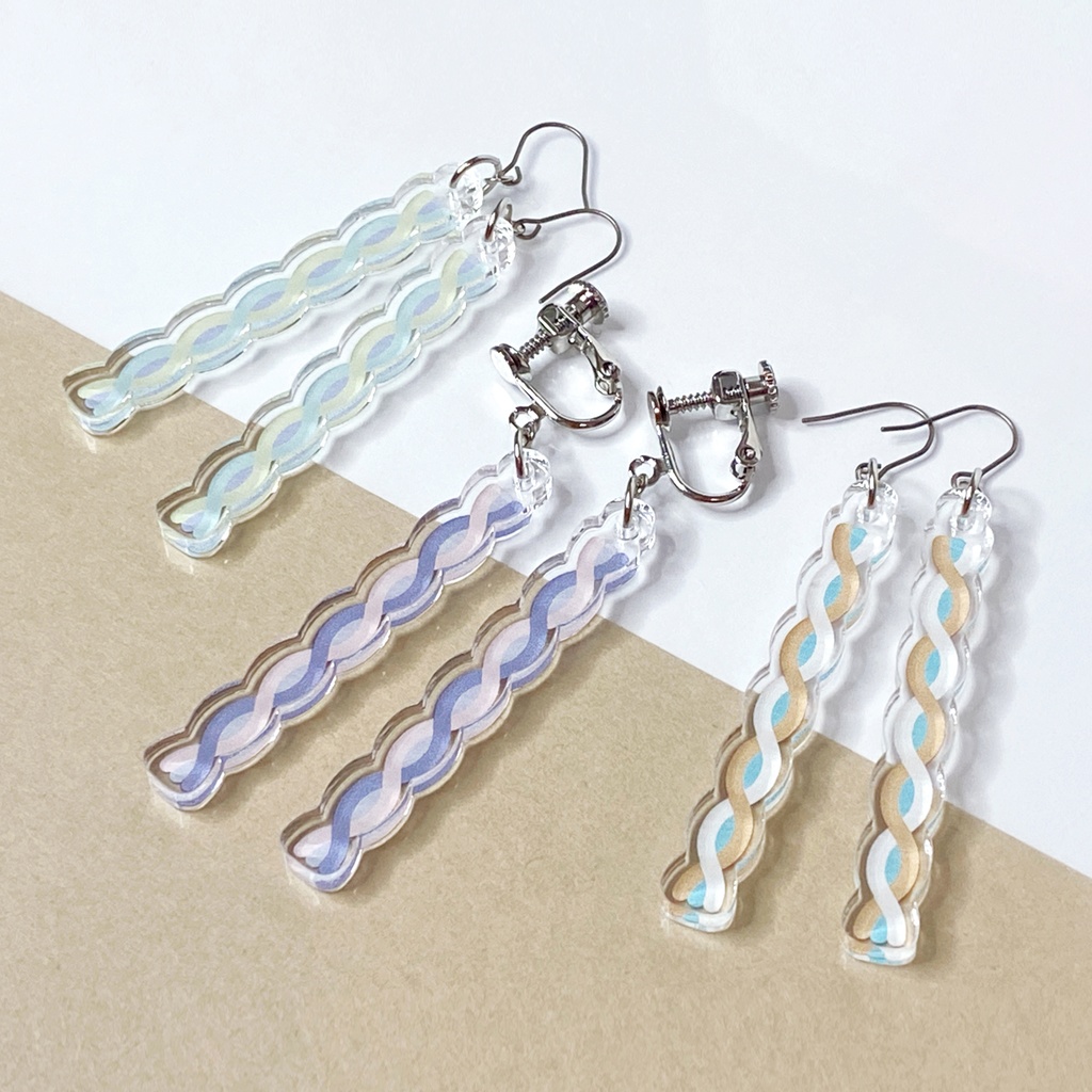 【spaghetti(cottoncandy)】ピアス・イヤリング||アクリルアクセサリー|紫|パステルカラー|きらきら|揺れる|ピンク|クリア|ゆめかわいい|かわいい