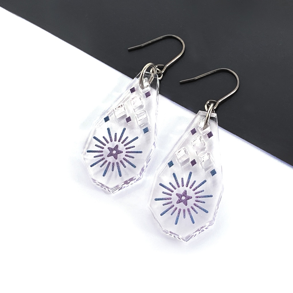 【瞬き/薄明】ピアス・イヤリング|アクリルアクセサリー|||モード系|ユニーク|個性的|ストリート系|星空|冬|クリア|透明|オリエンタル