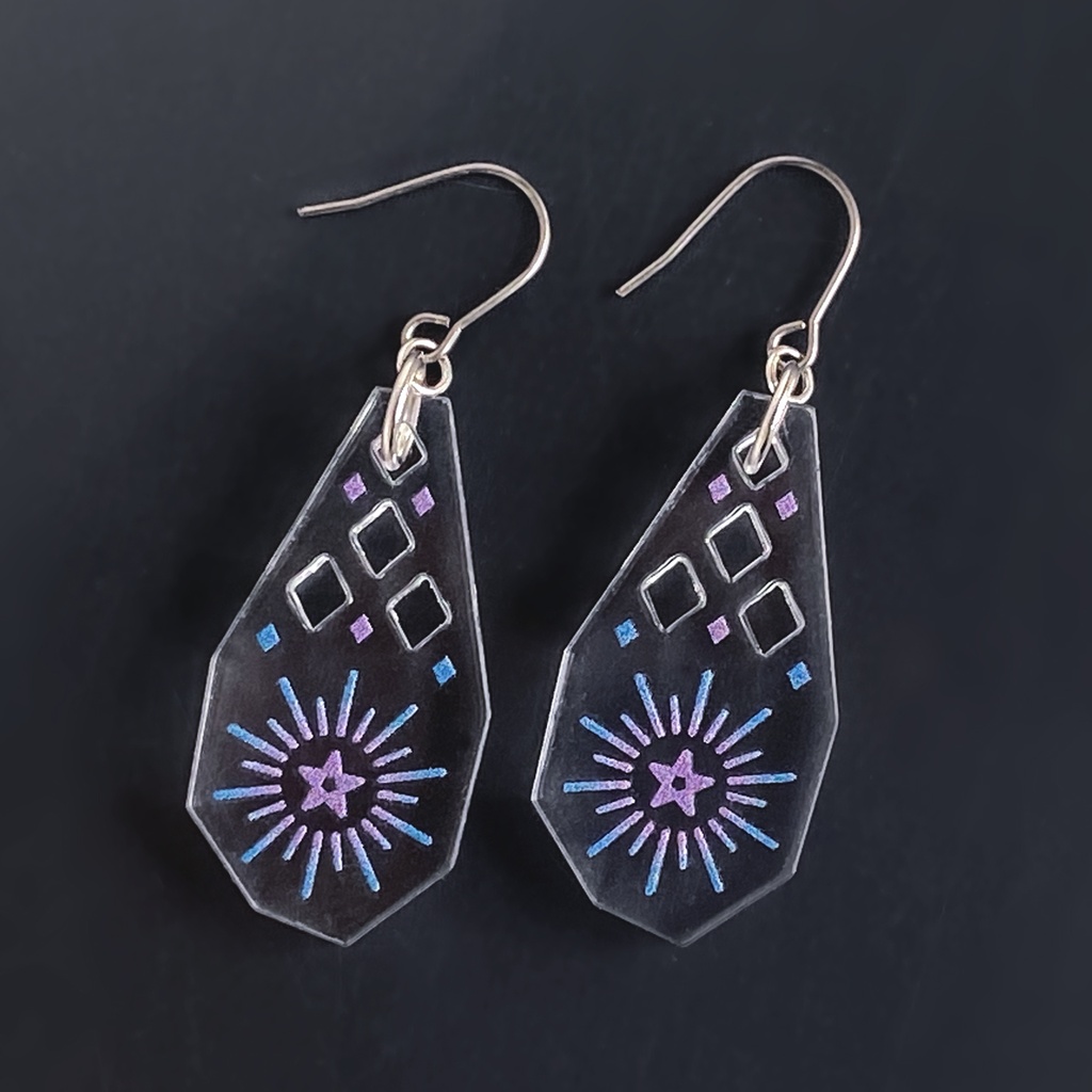 【瞬き/薄明】ピアス・イヤリング|アクリルアクセサリー|||モード系|ユニーク|個性的|ストリート系|星空|冬|クリア|透明|オリエンタル