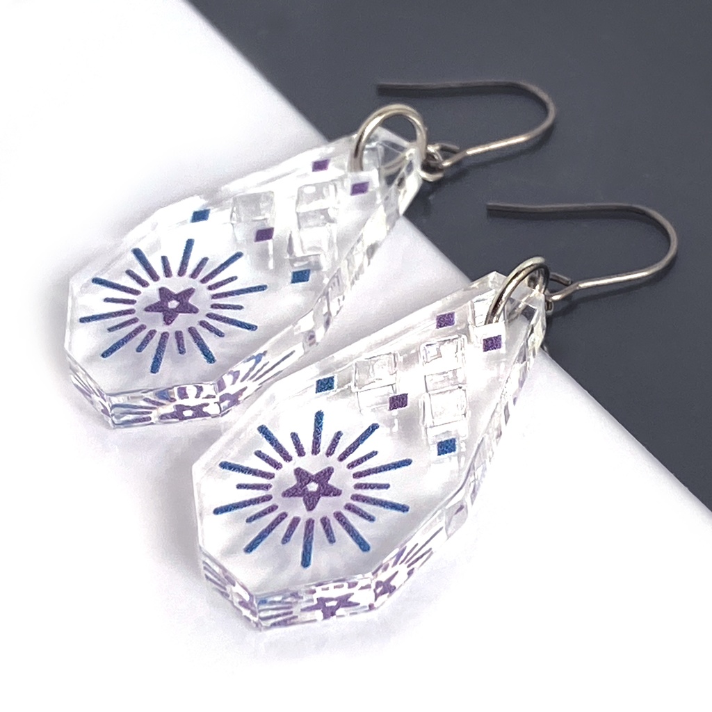 【瞬き/薄明】ピアス・イヤリング|アクリルアクセサリー|||モード系|ユニーク|個性的|ストリート系|星空|冬|クリア|透明|オリエンタル