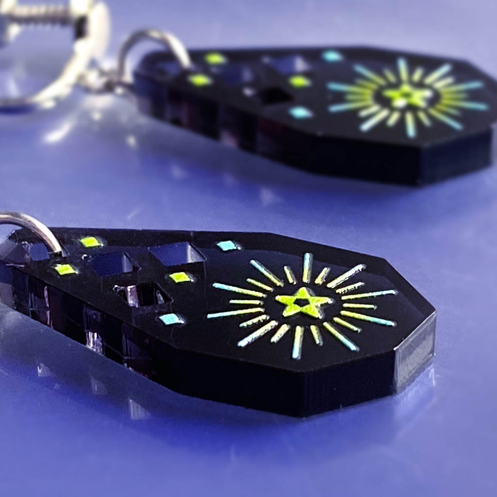 【瞬き/夜】ピアス・イヤリング|アクリルアクセサリー|||モード系|ユニーク|個性的|ストリート系|星空|冬|黒|オリエンタル