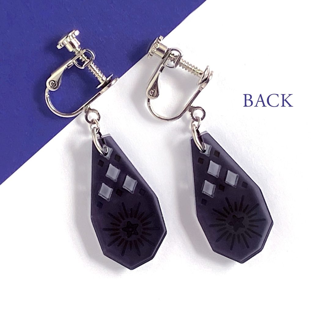 【瞬き/夜】ピアス・イヤリング|アクリルアクセサリー|||モード系|ユニーク|個性的|ストリート系|星空|冬|黒|オリエンタル