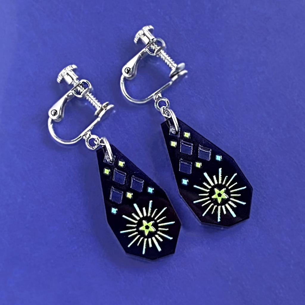 【瞬き/夜】ピアス・イヤリング|アクリルアクセサリー|||モード系|ユニーク|個性的|ストリート系|星空|冬|黒|オリエンタル