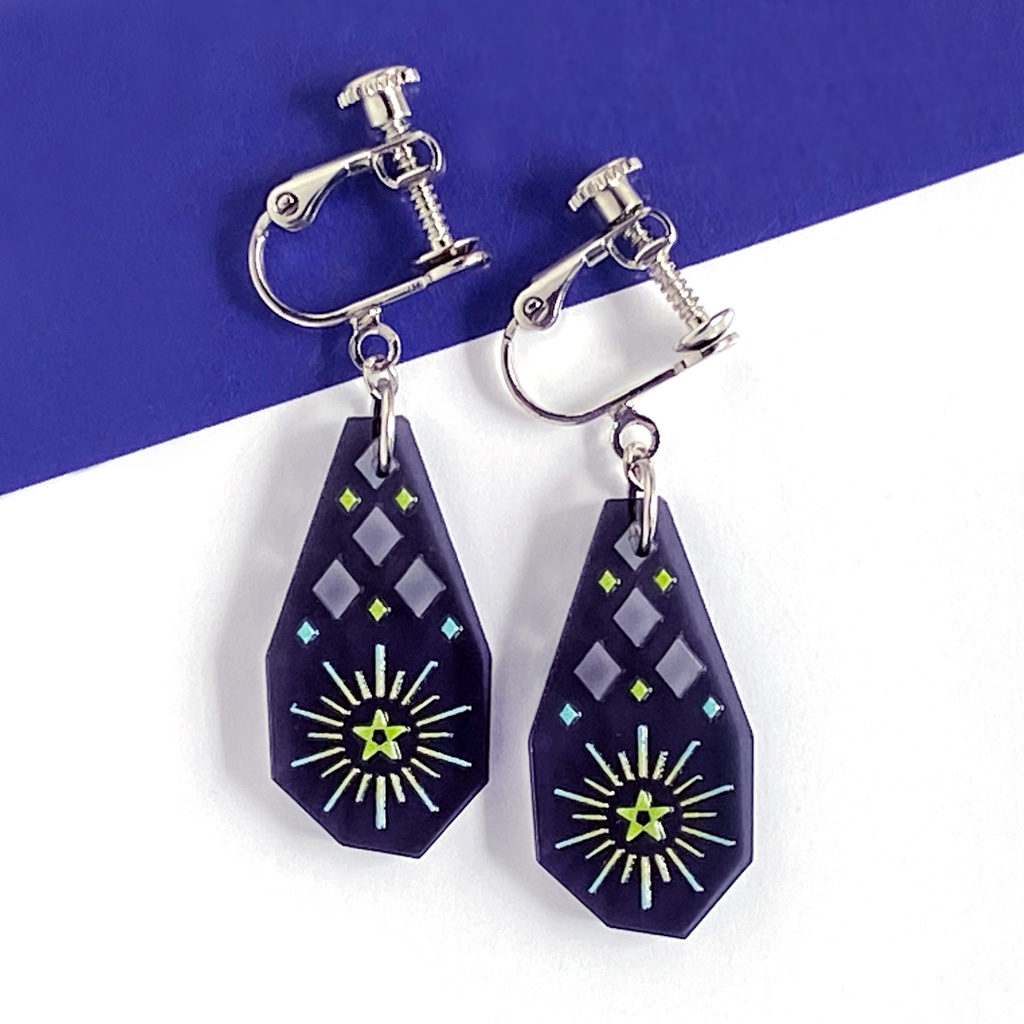 【瞬き/夜】ピアス・イヤリング|アクリルアクセサリー|||モード系|ユニーク|個性的|ストリート系|星空|冬|黒|オリエンタル