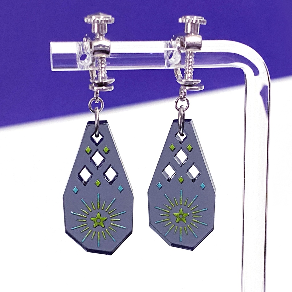 【瞬き/夜】ピアス・イヤリング|アクリルアクセサリー|||モード系|ユニーク|個性的|ストリート系|星空|冬|黒|オリエンタル