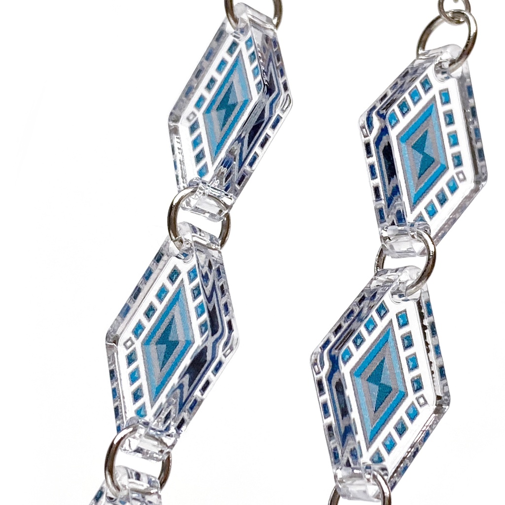 【bijou/blue】ピアス・イヤリング||アクリルアクセサリー|スタイリッシュ|青|水色|ダイヤ|アンティーク|透明|揺れる|クリア|フェイクピアス|ネイティブ