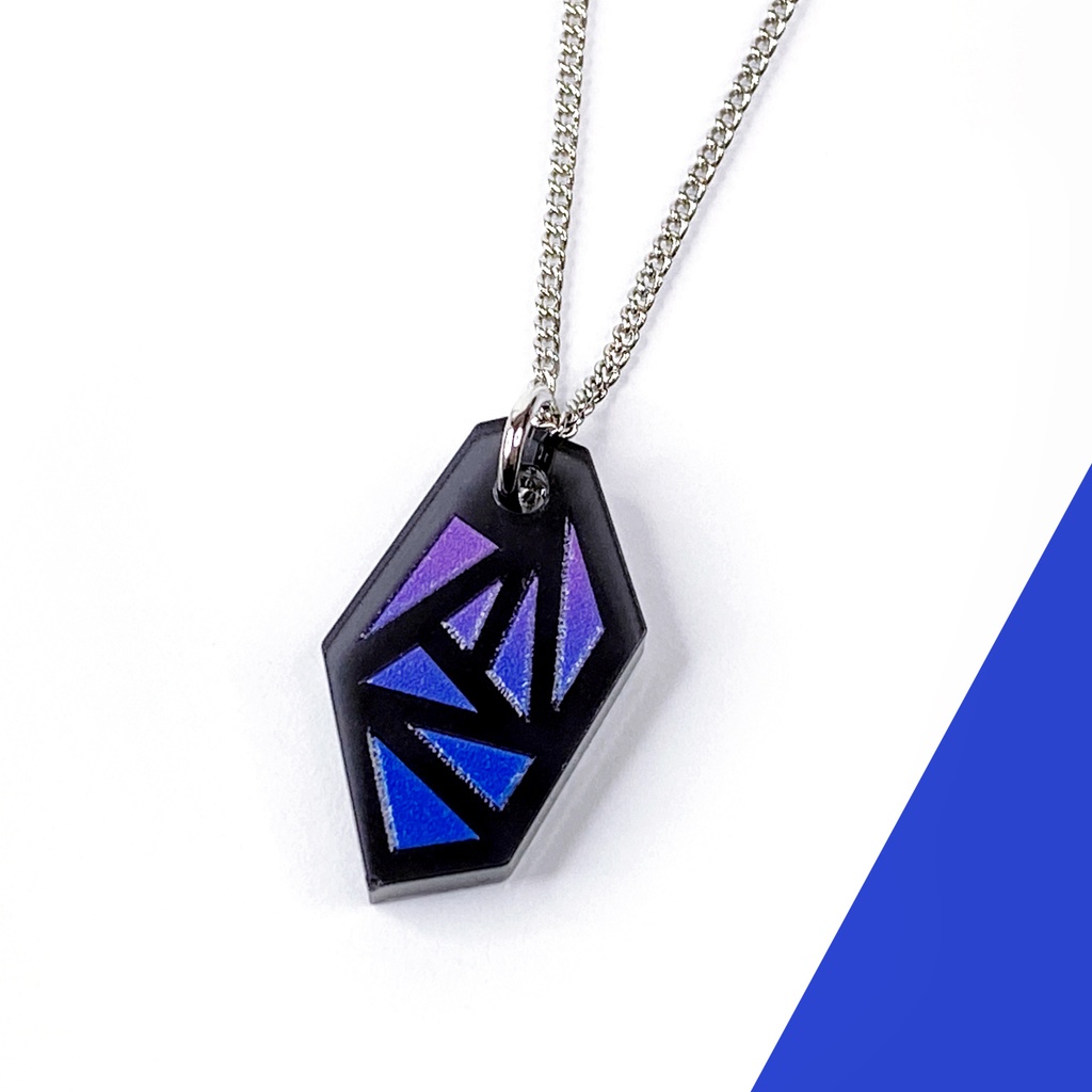 Stained Glass Purple Blue ネックレス アクリルアクセサリー ユニーク 三角 個性的 かっこいい きれい 黒 バレンタイン 青 紫メンズ ギフト プレゼント Strangecapsule ストレンジカプセル Booth