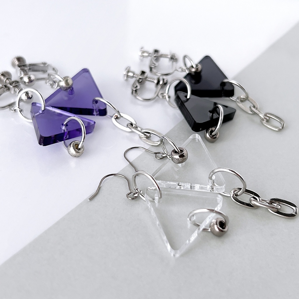 《アウトレット》chain_triangle イヤリング・ピアス|アクリルアクセサリー