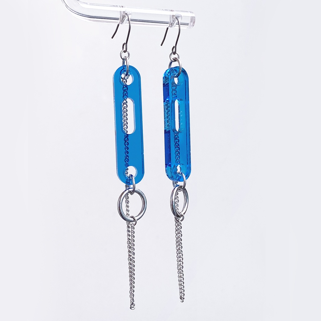 【PM2:33 summer】ピアス・イヤリング|||アクリルアクセサリー|メンズ|きらきら|青|ブルー|夏|揺れる|透明|かっこいい|クリア|チェーン|ユニセックス