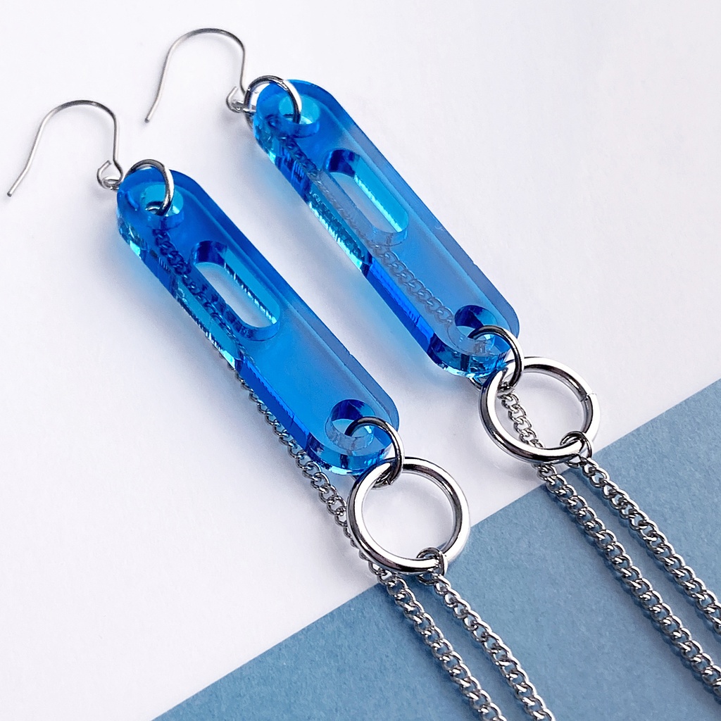 【PM2:33 summer】ピアス・イヤリング|||アクリルアクセサリー|メンズ|きらきら|青|ブルー|夏|揺れる|透明|かっこいい|クリア|チェーン|ユニセックス