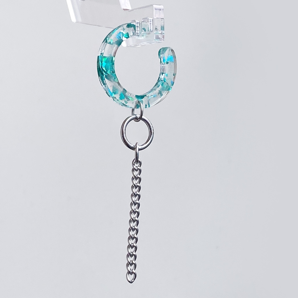 【sequence/mint】イヤーカフ|アクリルアクセサリー|||ユニーク|個性的|メンズ|イヤカフ|クリア|丸|ストリート系|プレゼント|ギフト|揺れる|緑|氷|ミント