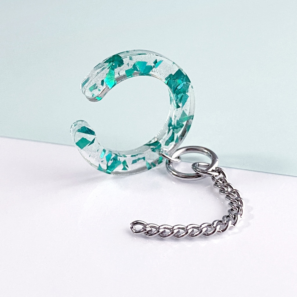 【sequence/mint】イヤーカフ|アクリルアクセサリー|||ユニーク|個性的|メンズ|イヤカフ|クリア|丸|ストリート系|プレゼント|ギフト|揺れる|緑|氷|ミント