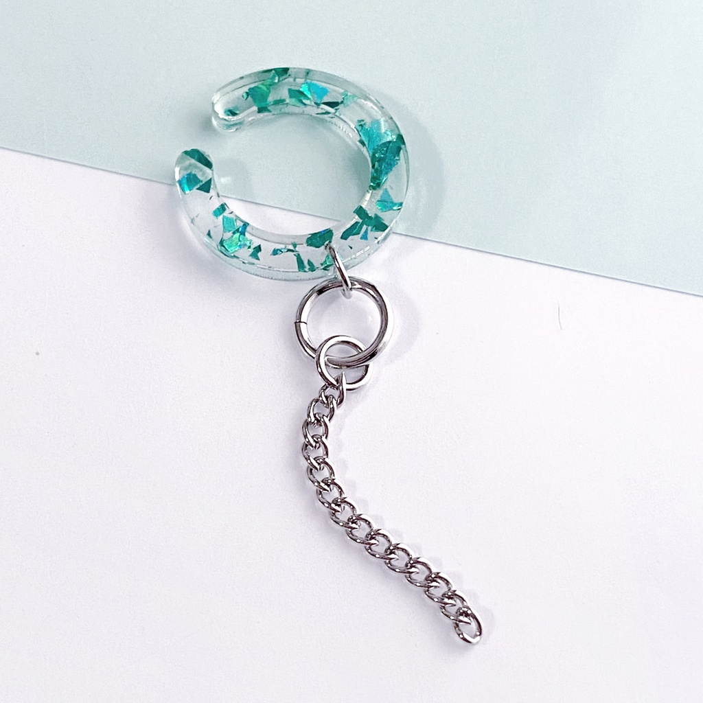 【sequence/mint】イヤーカフ|アクリルアクセサリー|||ユニーク|個性的|メンズ|イヤカフ|クリア|丸|ストリート系|プレゼント|ギフト|揺れる|緑|氷|ミント