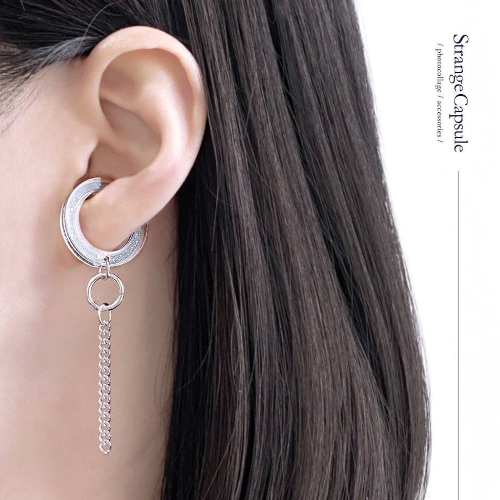 【sequence/mint】イヤーカフ|アクリルアクセサリー|||ユニーク|個性的|メンズ|イヤカフ|クリア|丸|ストリート系|プレゼント|ギフト|揺れる|緑|氷|ミント