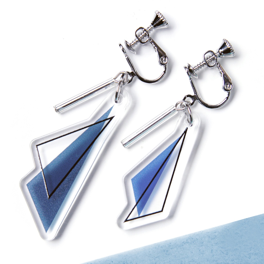 【flakes】ピアス・イヤリング/アクリルアクセサリー│││ユニーク│個性的│春夏│三角│青│クリア│透明