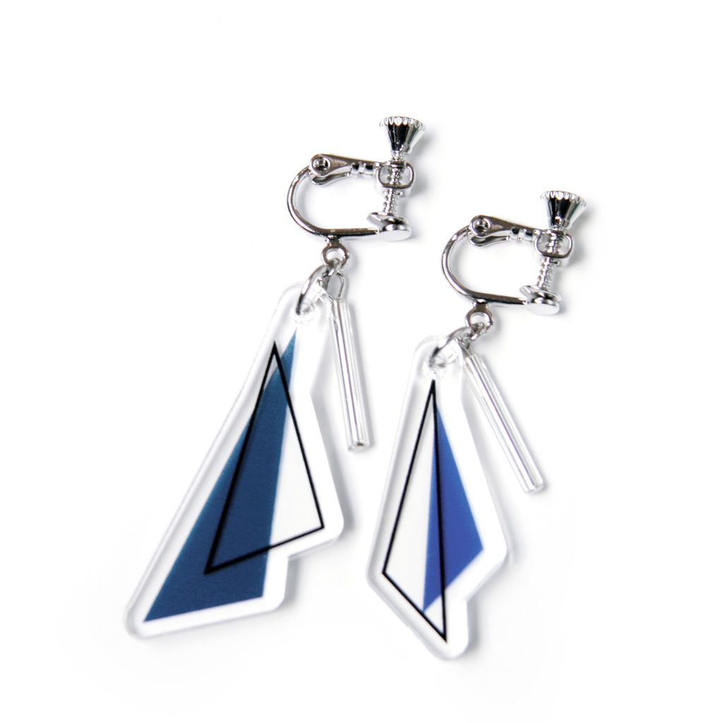 【flakes】ピアス・イヤリング/アクリルアクセサリー│││ユニーク│個性的│春夏│三角│青│クリア│透明