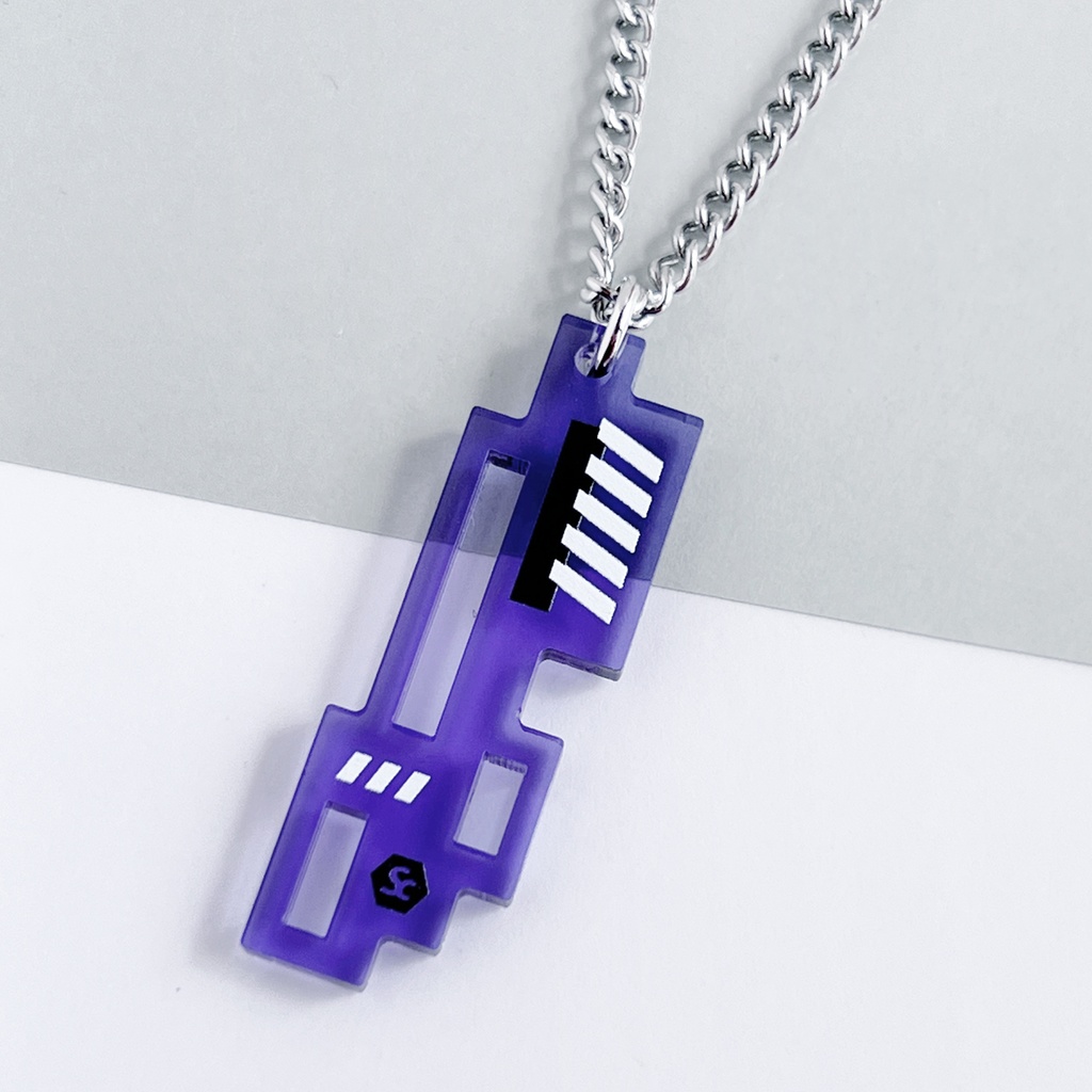 【logic/purple】ネックレス|アクリルアクセサリー|ユニーク|ストリート系|個性的|メンズ|デジタル|モード系